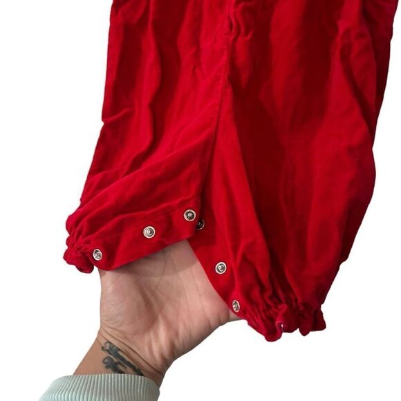 Tiny Tots Soft Velvet Embroidered Floral Sleeveless Romper Overalls Red Size 6-9 - Picture 4 of 11